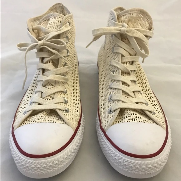New Converse Chuck Taylor Mesh Crochet Cream Women Hi Top Shoes Hi Cut Sz 10.5 - Picture 6 of 11